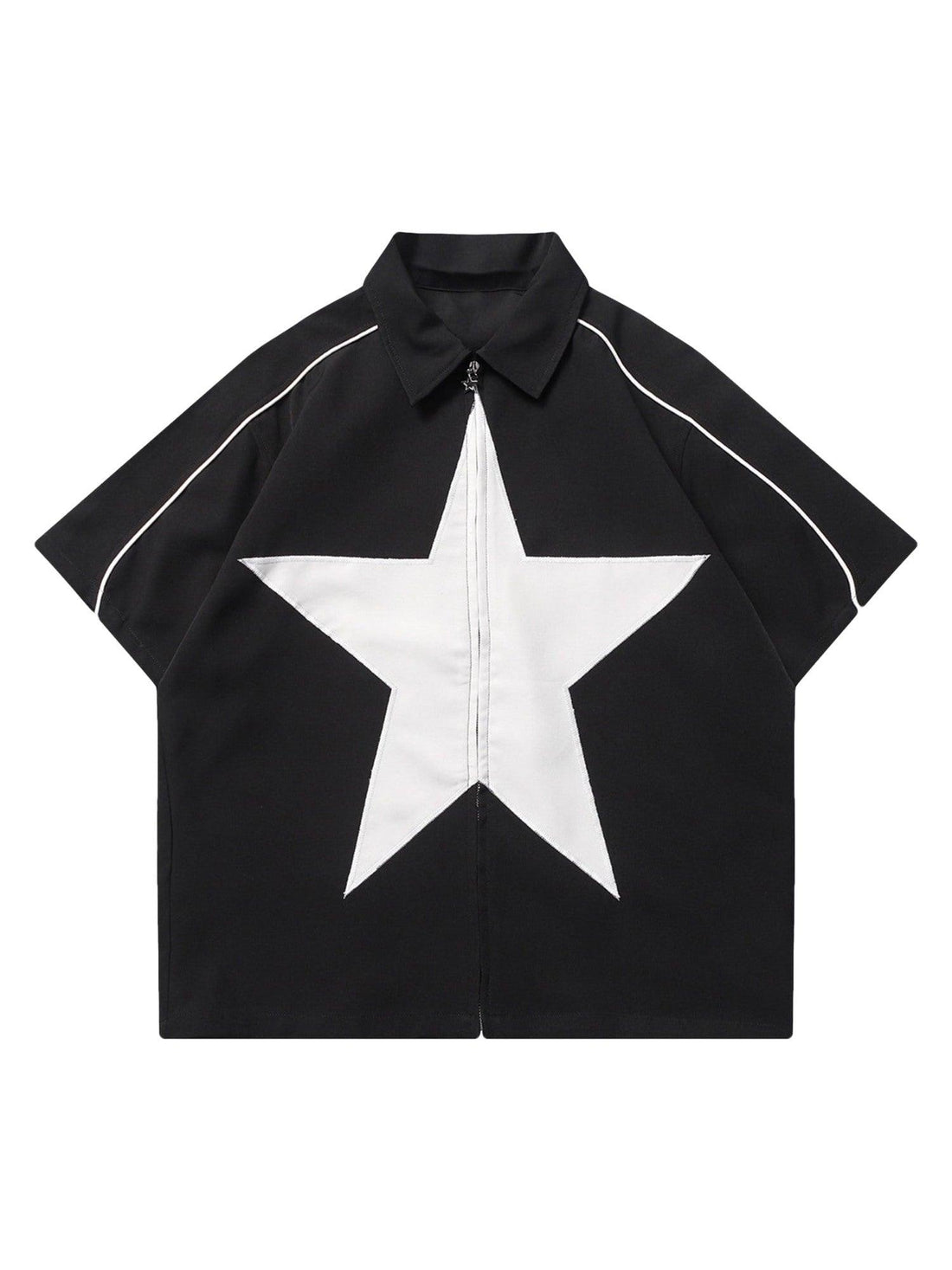Makersluxe Star Zipper Design Shirt -1575
