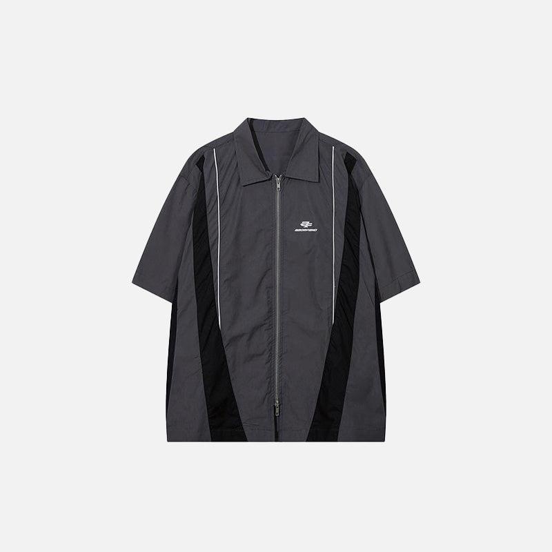 Splicing Color Zip-up Shirt