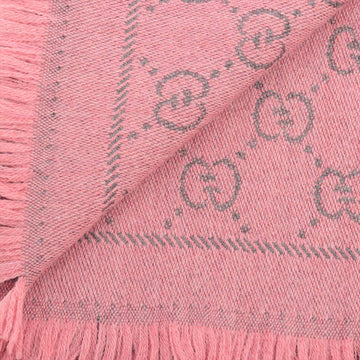 Gucci GG Wool Scarf Pink x Gray