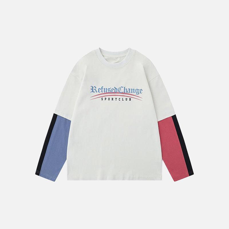 Oversized Patchwork Long Sleeve T-shirt