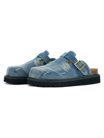 Makersluxe Vintage Denim Embroidered Birkenstocks