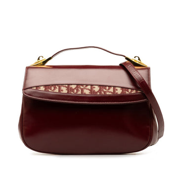 Dior Trotter Oblique Handbag 2WAY Wine Red Leather Canvas  Dior