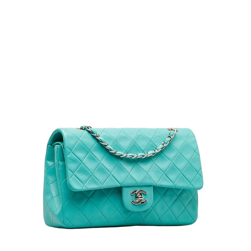 Chanel Matrace 25 Cocomark Double Flap ilver  Chain Shoulder Bag Light Green  Lady CHANEL