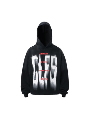Makersluxe Gradient Letter Distressed Pullover Hoodie