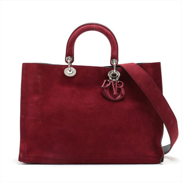 Christian Dior Diorissimo Suede 2WAY Handbag Bordeaux