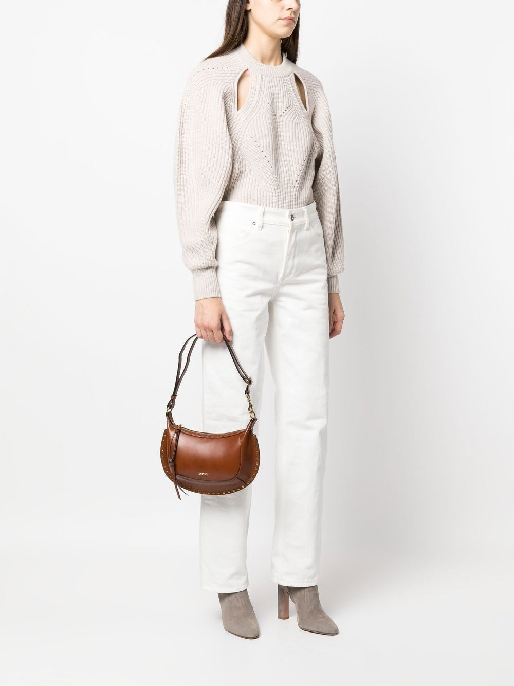 Isabel Marant Women Oskan Moon Studded Shoulder Bag