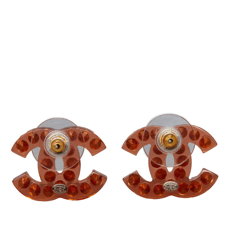 Chanel Rhinestone Coco Pierce Red Pink Plastic