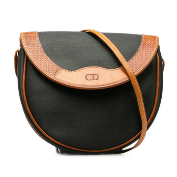 Christian Dior Vintage Shoulder Bag Leather/Canvas Brown Ladies