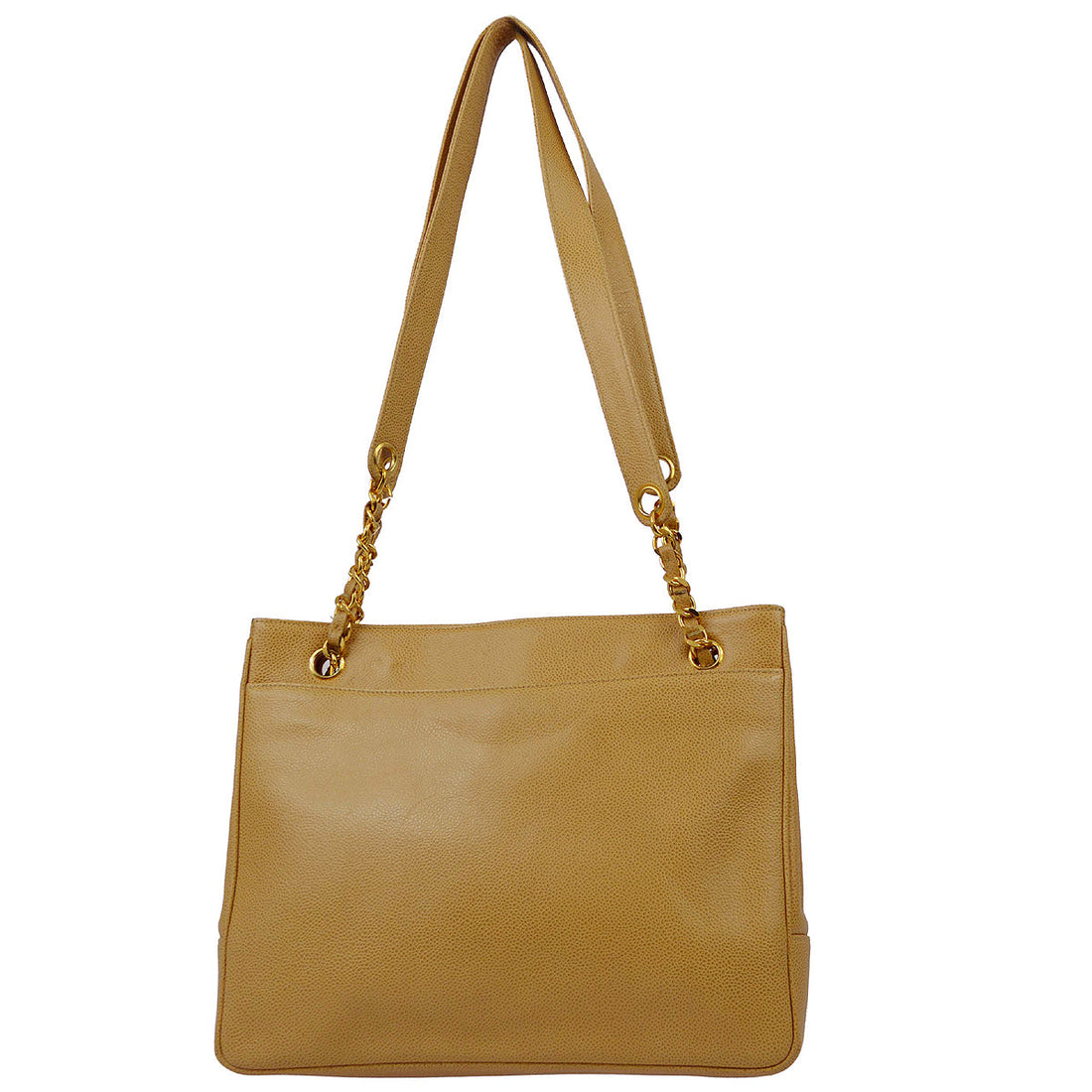 Chanel 1991-1994 Beige Caviar Chain Shoulder Tote Bag