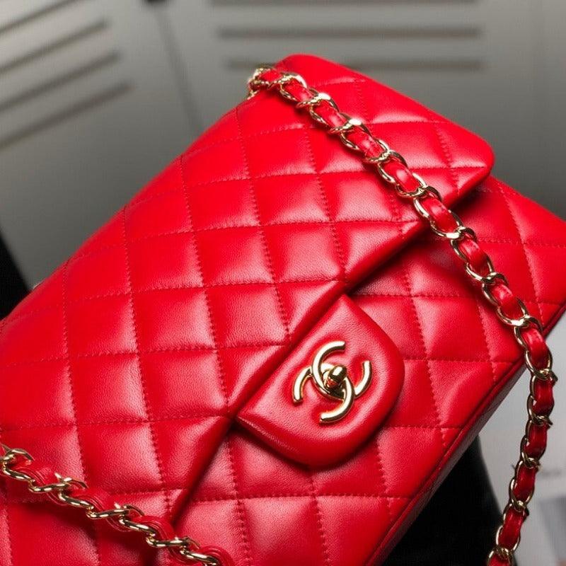 Makersluxe - Lambskin Jumbo Shoulder Bag Red