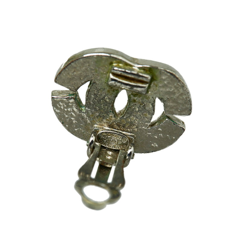 Chanel Rhinestone Coca-Cola Earring Silver Metal  Chanel