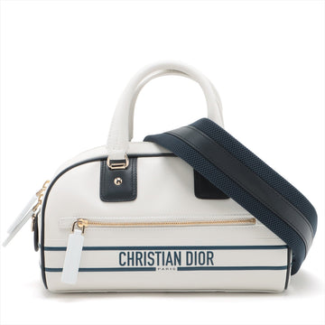 Christian Dior Wave Leather 2WAY Handbag White Earl