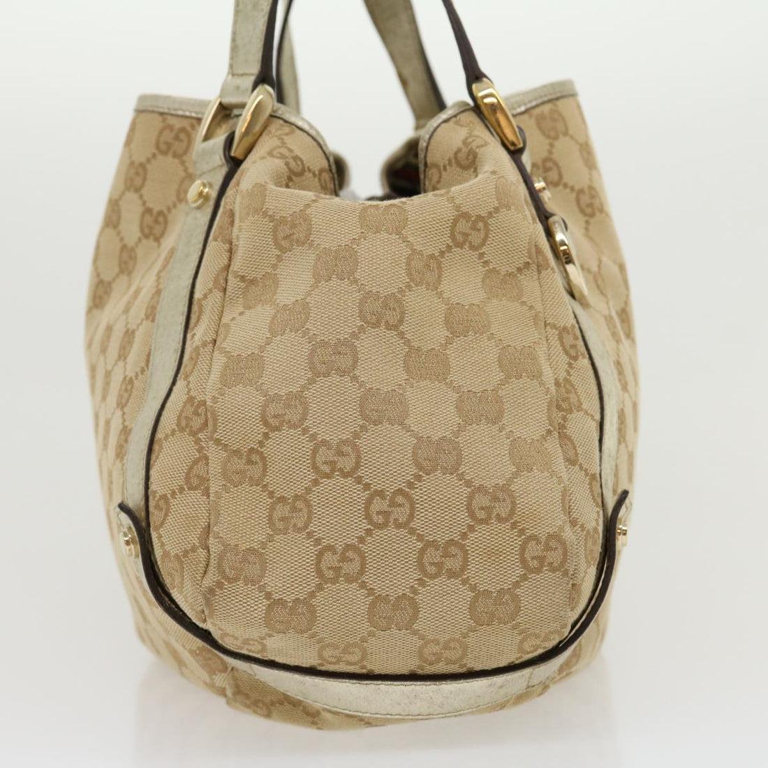 GUCCI GG Canvas Shoulder Bag Beige Silver 30333