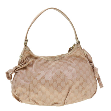 GUCCI GG Crystal Sherry Line Horse Bit Shoulder Bag Pink Gold 30337