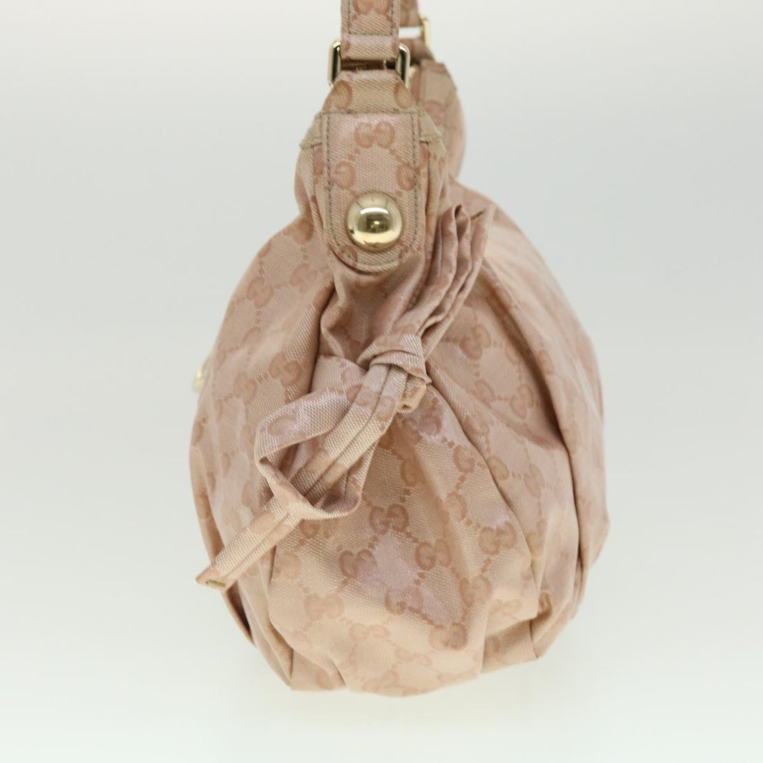 GUCCI GG Crystal Sherry Line Horse Bit Shoulder Bag Pink Gold 30337