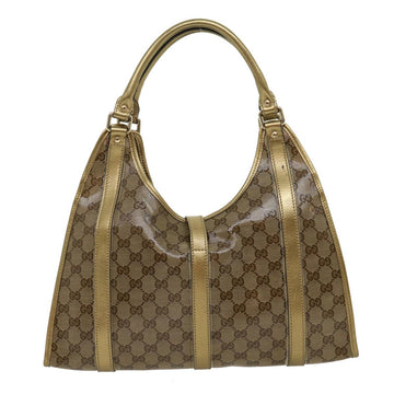GUCCI GG Canvas Shoulder Bag Coated Canvas Beige Gold 30355