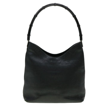 GUCCI Bamboo Shoulder Bag Leather Black 30395