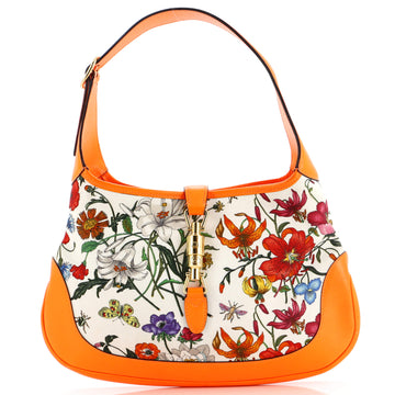 Jackie Hobo Flora Canvas with Leather Medium