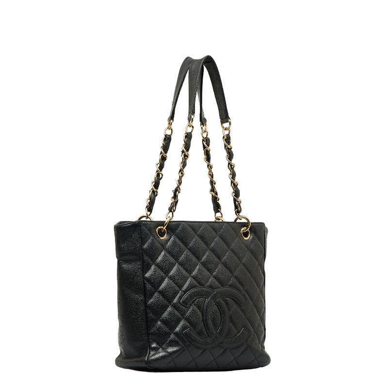 CHANEL Chanel Mattress 25 Cocomark Shoulder Bag Caviar Skin Black