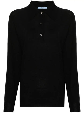 PRADA Cashmere Polo Sweater with Long Sleeves