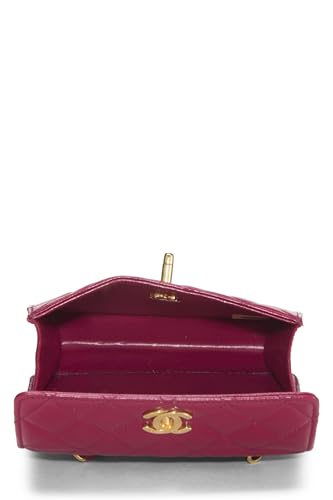 Chanel,  Pink Quilted Lambskin Half Flap Micro, Pink