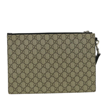 GUCCI GG Supreme Tiger Clutch Bag PVC Leather Gray 473904 31726