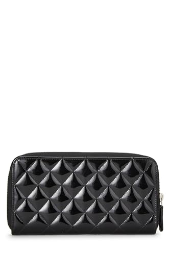 Chanel,  Black Patent Leather Zip Around Wallet, Black