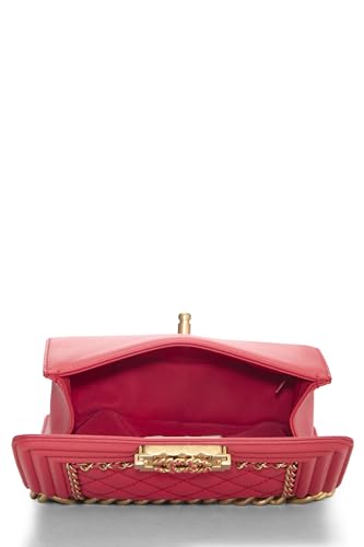 Chanel,  Pink Lambskin Chain Around Boy Bag Small, Pink