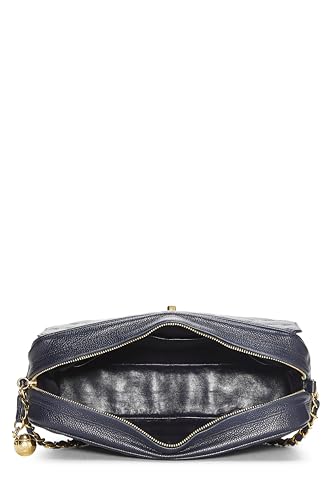 Chanel,  Navy Quilted Caviar Pocket Camera Bag Large, Navy