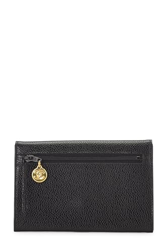 Chanel,  Black Caviar Timeless 'CC' Compact Wallet, Black