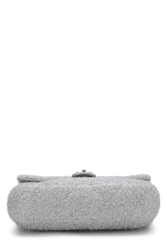 Chanel,  Silver Knit Pluto Glitter Classic Flap Medium, Silver