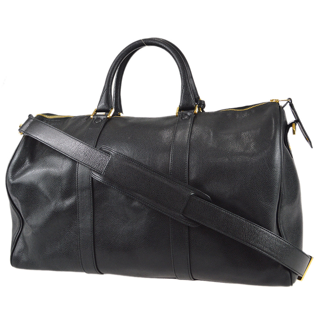 Chanel Black Caviar 2way Shoulder Duffle Handbag