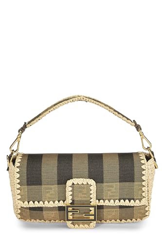 Fendi,  Brown Pequin Canvas Convertible Baguette Medium, Multi