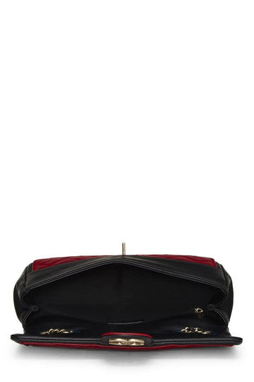 CHANEL,  Red & Black Quilted Lambskin Graphic Flap Medium, Red