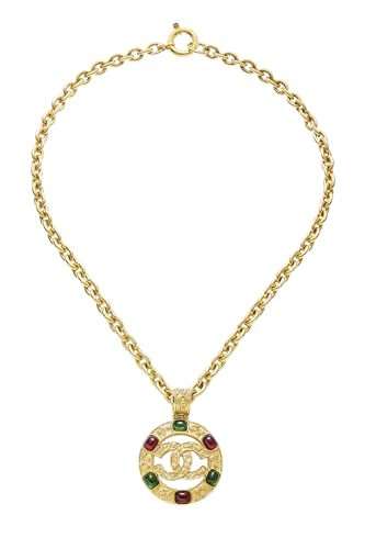 Chanel,  Gold Filigree Multicolor Gripoix Necklace Large, Gold