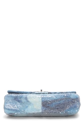 Chanel,  Blue Sequin Waterfall Flap Bag Maxi, Blue