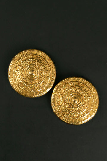 Boucles d'oreilles dorées Yves Saint Laurent