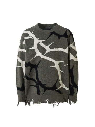 Makersluxe High Street Thorn Jacquard Ripped Sweater