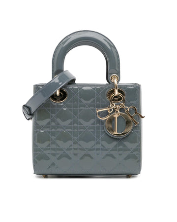 Quilted Patent Leather Handbag with Detachable Strap