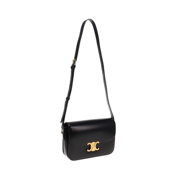 Celine Classic Triomphe Bag In Shiny Calfskin Black