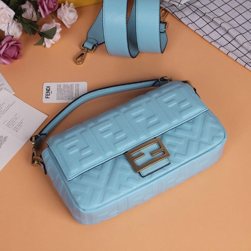 Makersluxe - Baguette Nappa Shoulder Bag Sky Blue