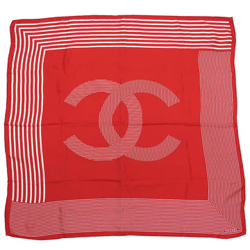 CHANEL SCHARF COCOMARK RED WHITE RED/WHITE RED/WHITE RED/WHITE WHITE SILK 100% STREEP WOMEN LADY FASHION BRAND DRESS LITTLE OTHER PRESENT ONLY