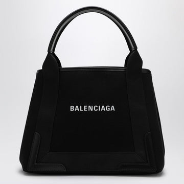 Balenciaga Small Black Cabas Bag In Canvas And Leather Women