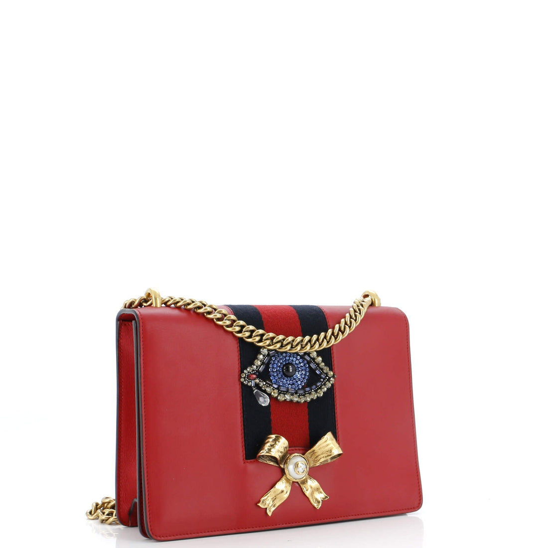 Web Peony Chain Shoulder Bag Embellished Leather Medium