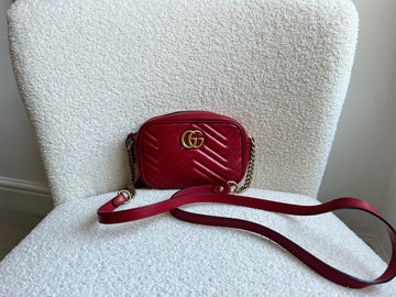 Gucci GG Hibiscus Red Marmont Mini Shoulder Bag (RRP £1360)