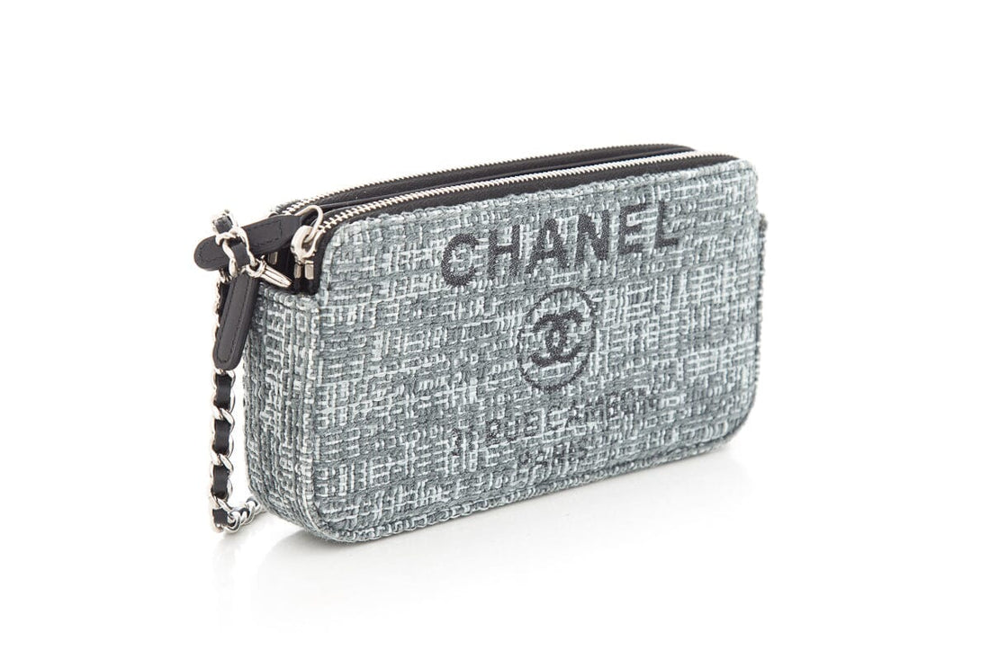 Chanel 2018 Grey Deauville Clutch on Chain Handbag