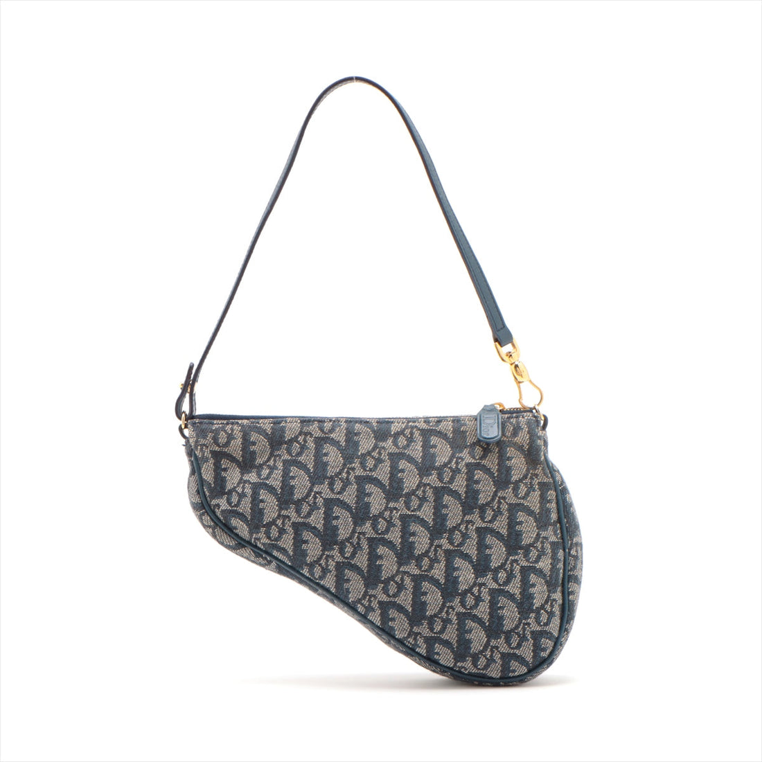 Christian Dior Tote Saddle Bag Canvas  Leather One-Shooter Bag Beige × Navy