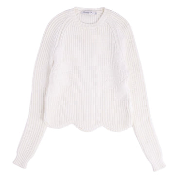 Christian Dior s  Long Sleeve Long Sleeve Lodge Tops  F34 USA2 I38 (Equivalent to S) White  Nitted