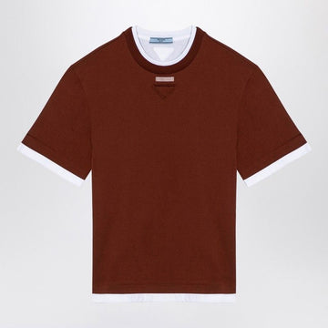 PRADA Women's Cotton Crew-Neck T-Shirt with Triangle Logo Patch