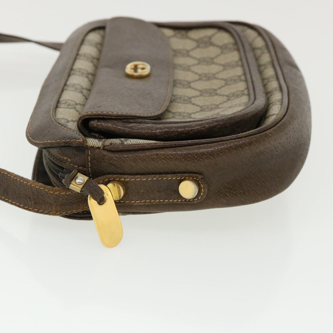 GUCCI GG Canvas Shoulder Bag PVC Leather Beige Brown 35644